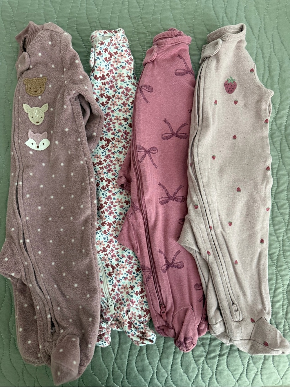 Carter's Girls Mauve, Rose & Cream Floral Sleep N' Play One-Pieces
